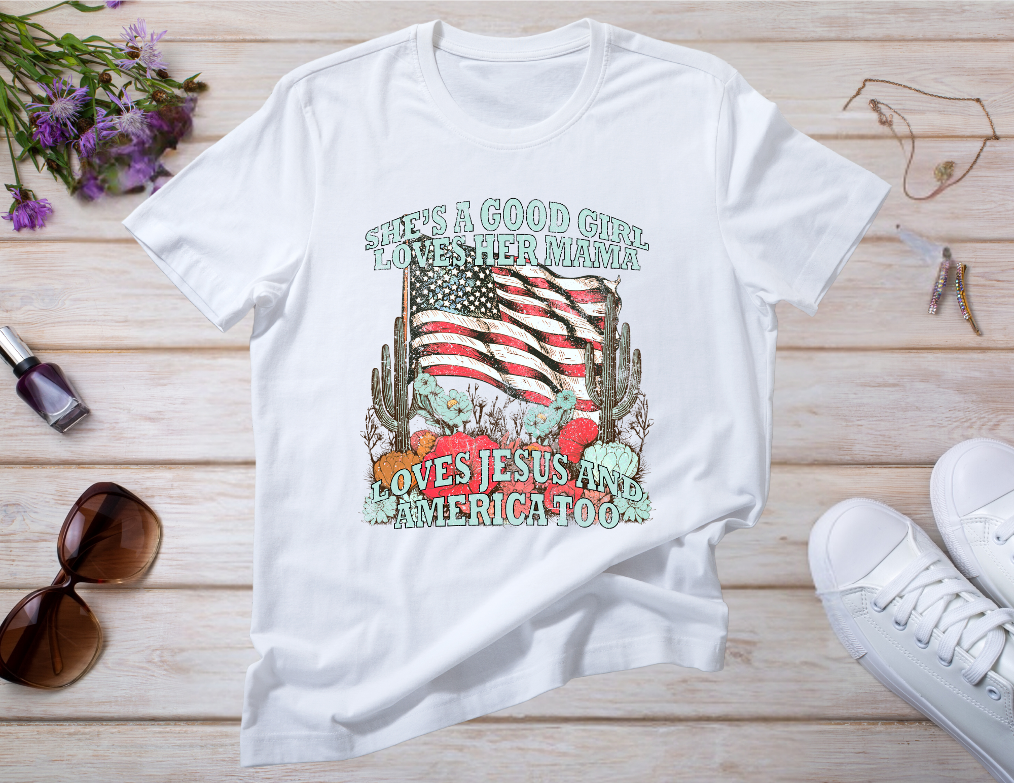 Loves Mama, Jesus & America Shirt