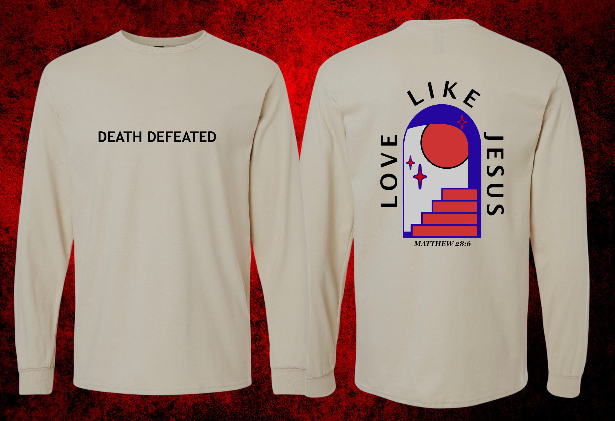 Death Defeated - Long Sleeve Crew (Tan)