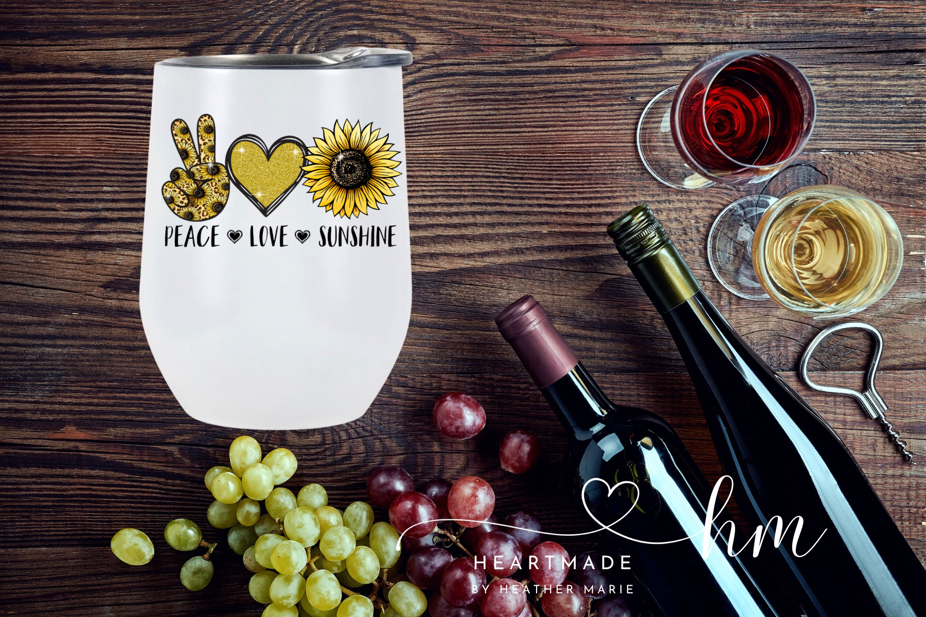 Peace Love Sunshine Wine Tumbler