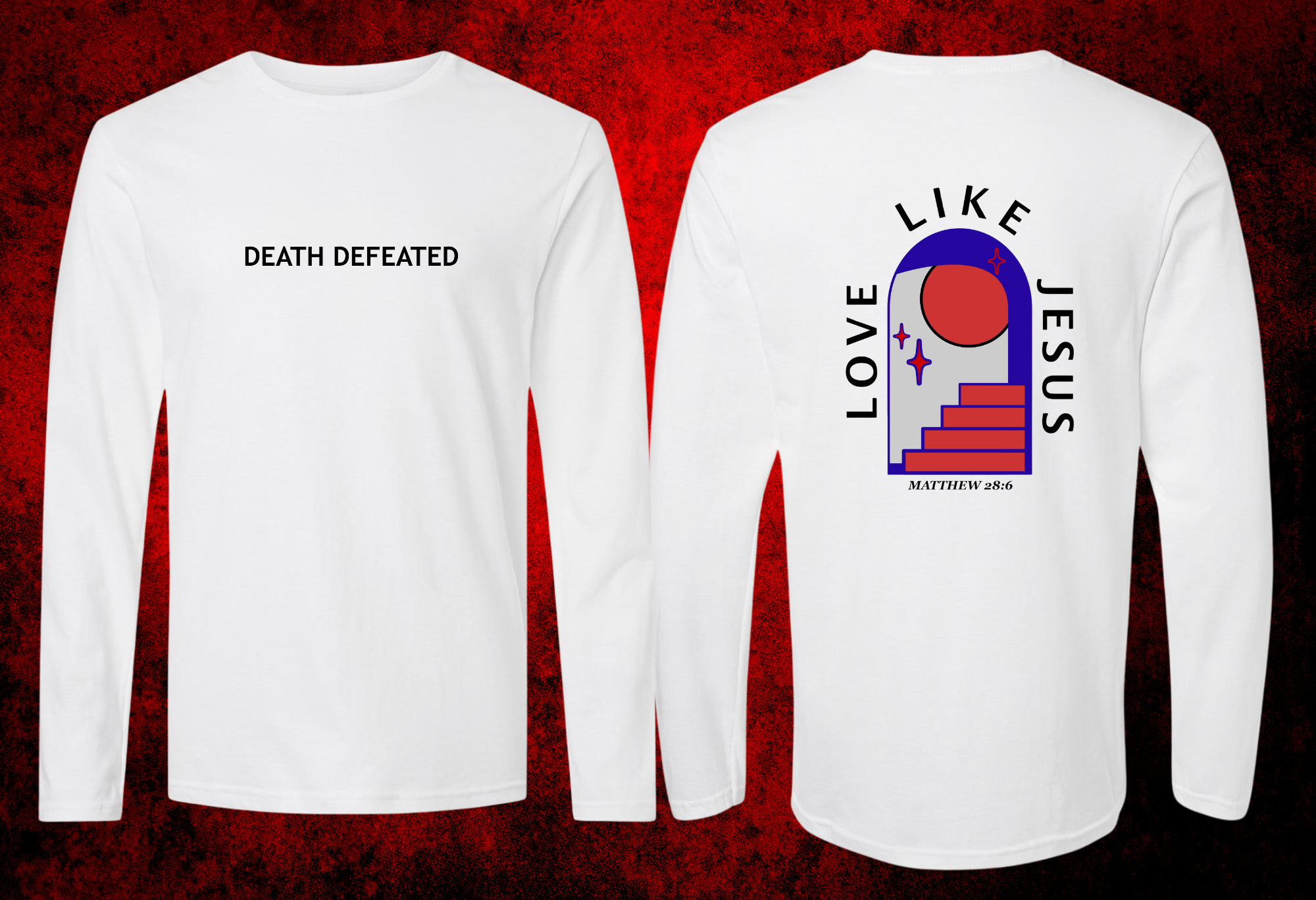 Death Defeated - Long Sleeve Crew (White)