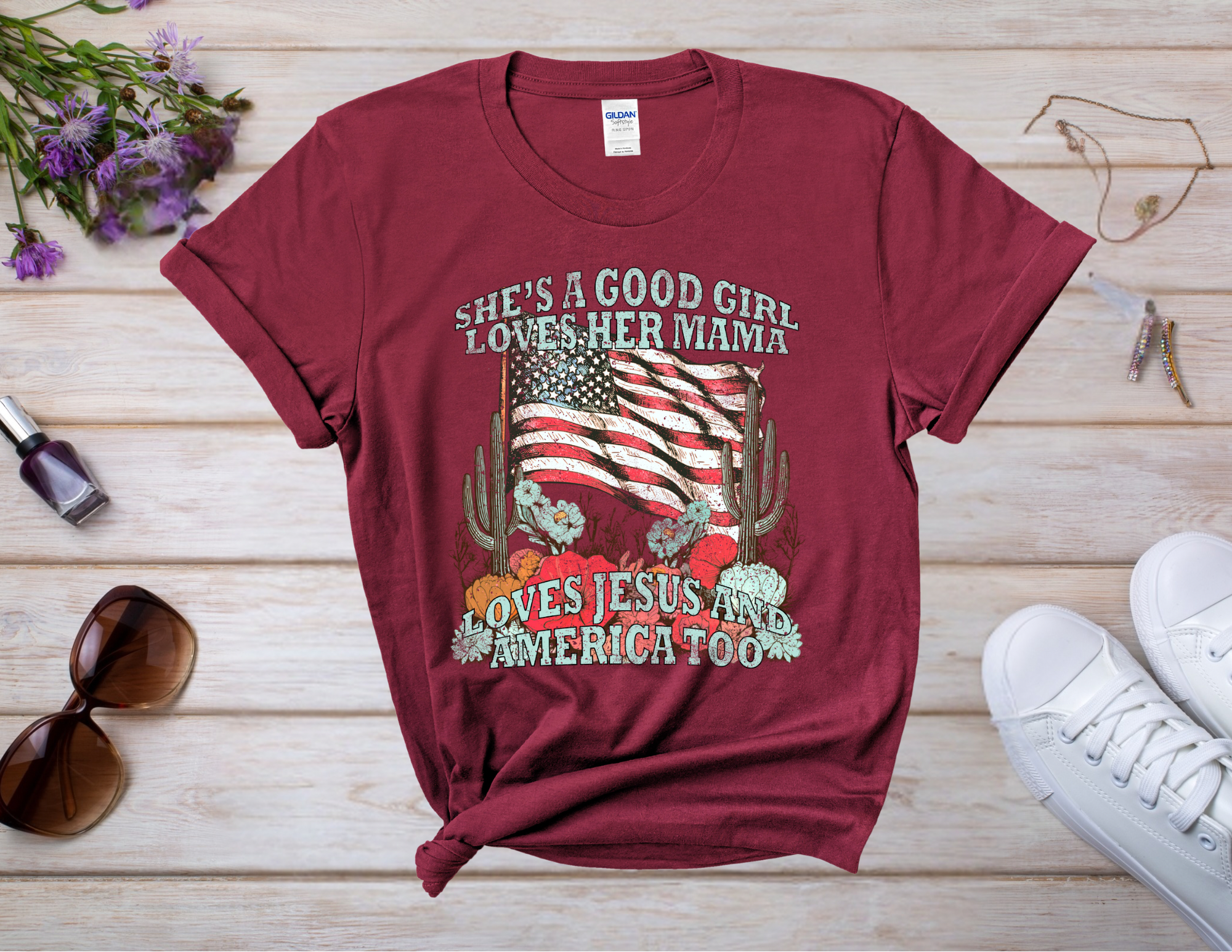 Loves Mama, Jesus & America Shirt