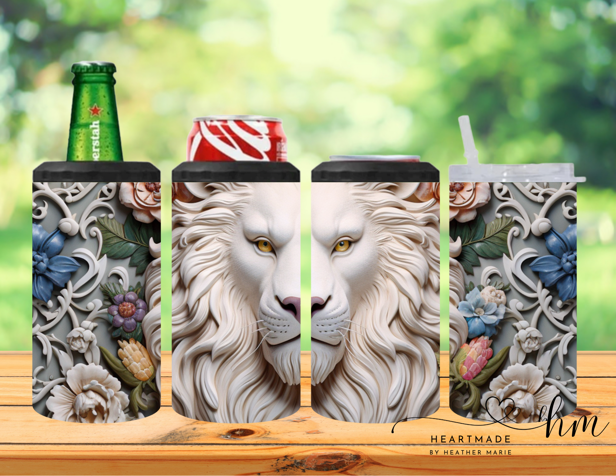 4 in 1 White Lion 3D Tumbler