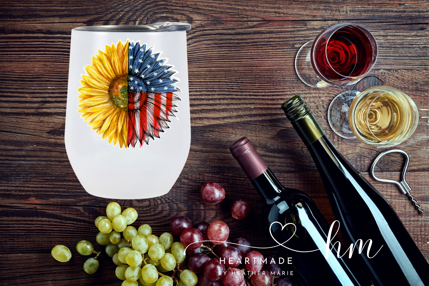 Patriotic Sunflower Wine Tumbler