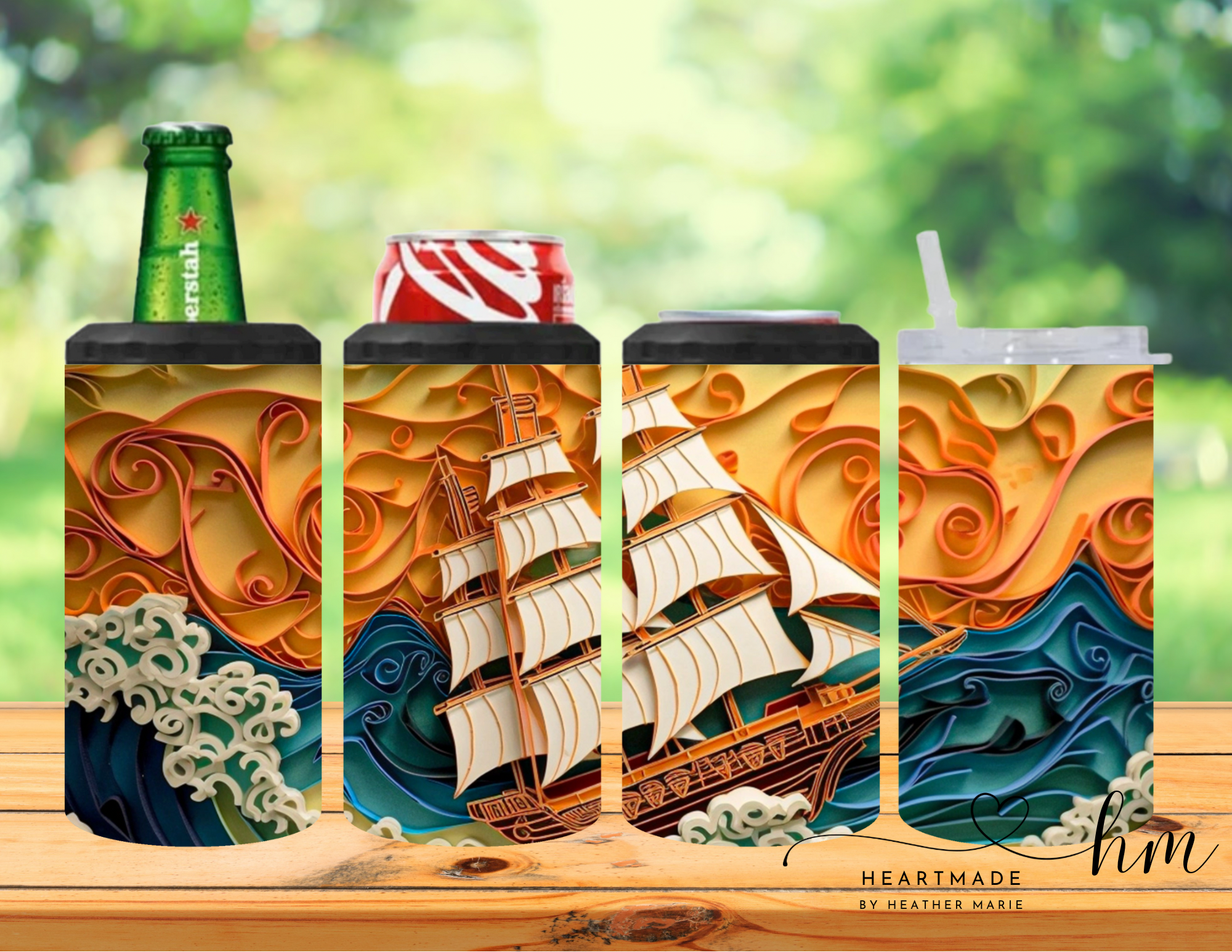 4 in 1 Ship Sailing the Sea 3D Tumbler