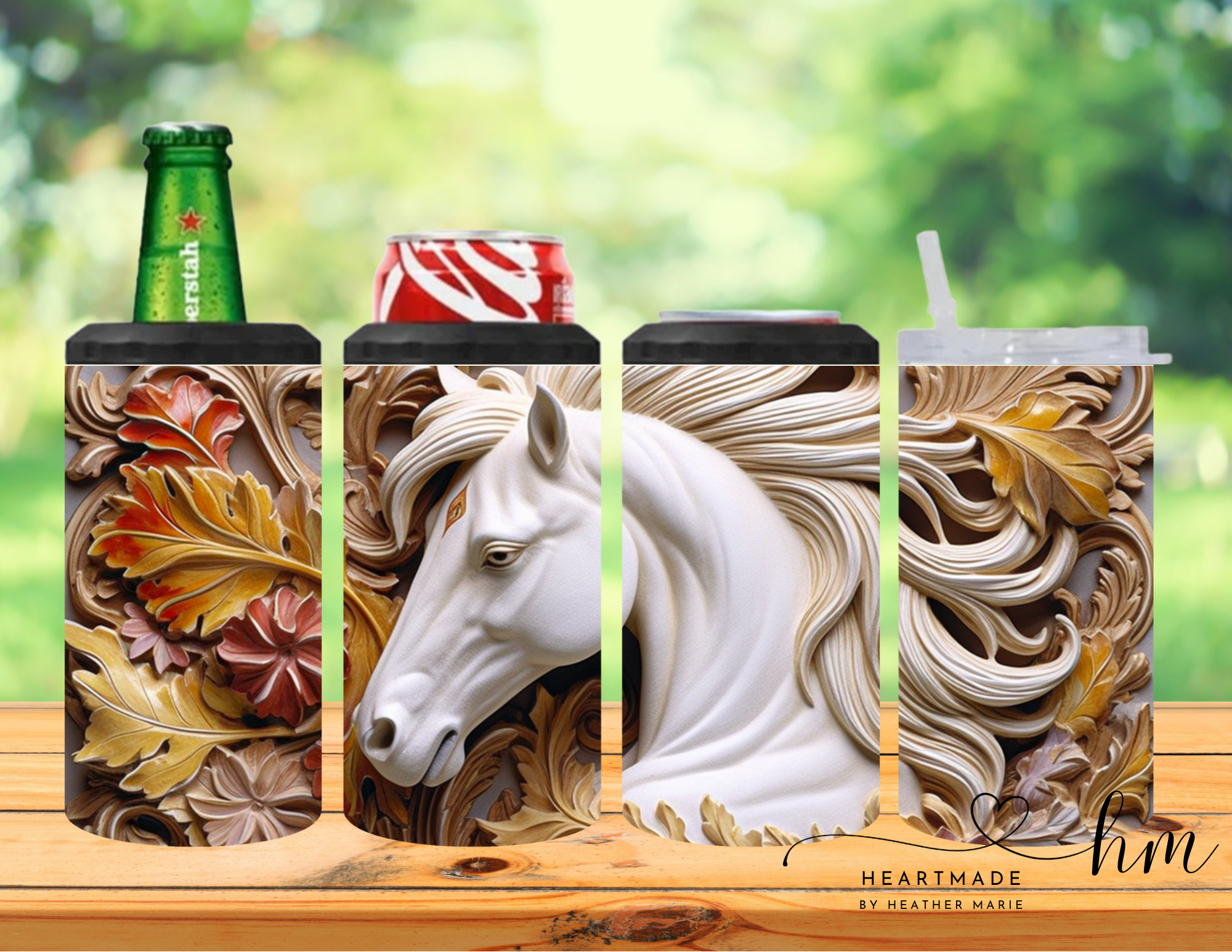 4 in 1 White Horse 3D Tumbler