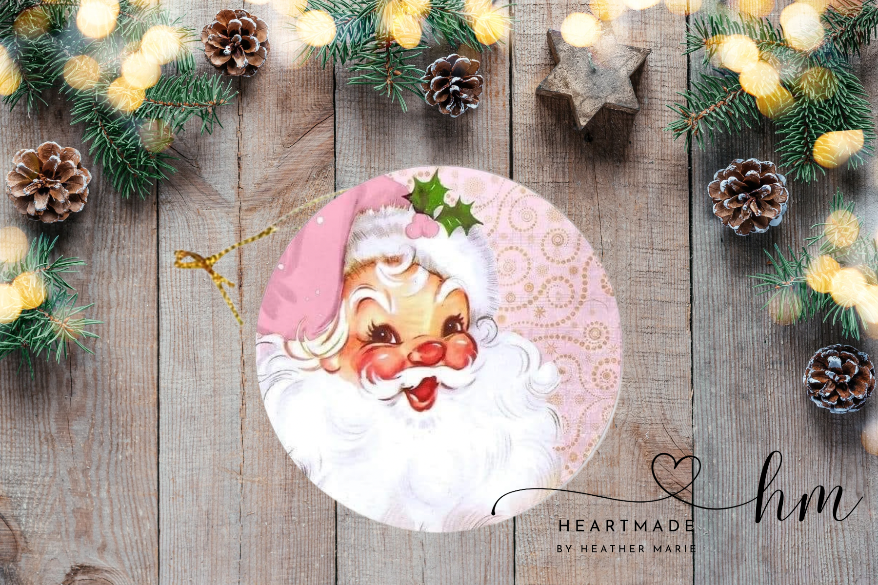 Pink Santa Ornament